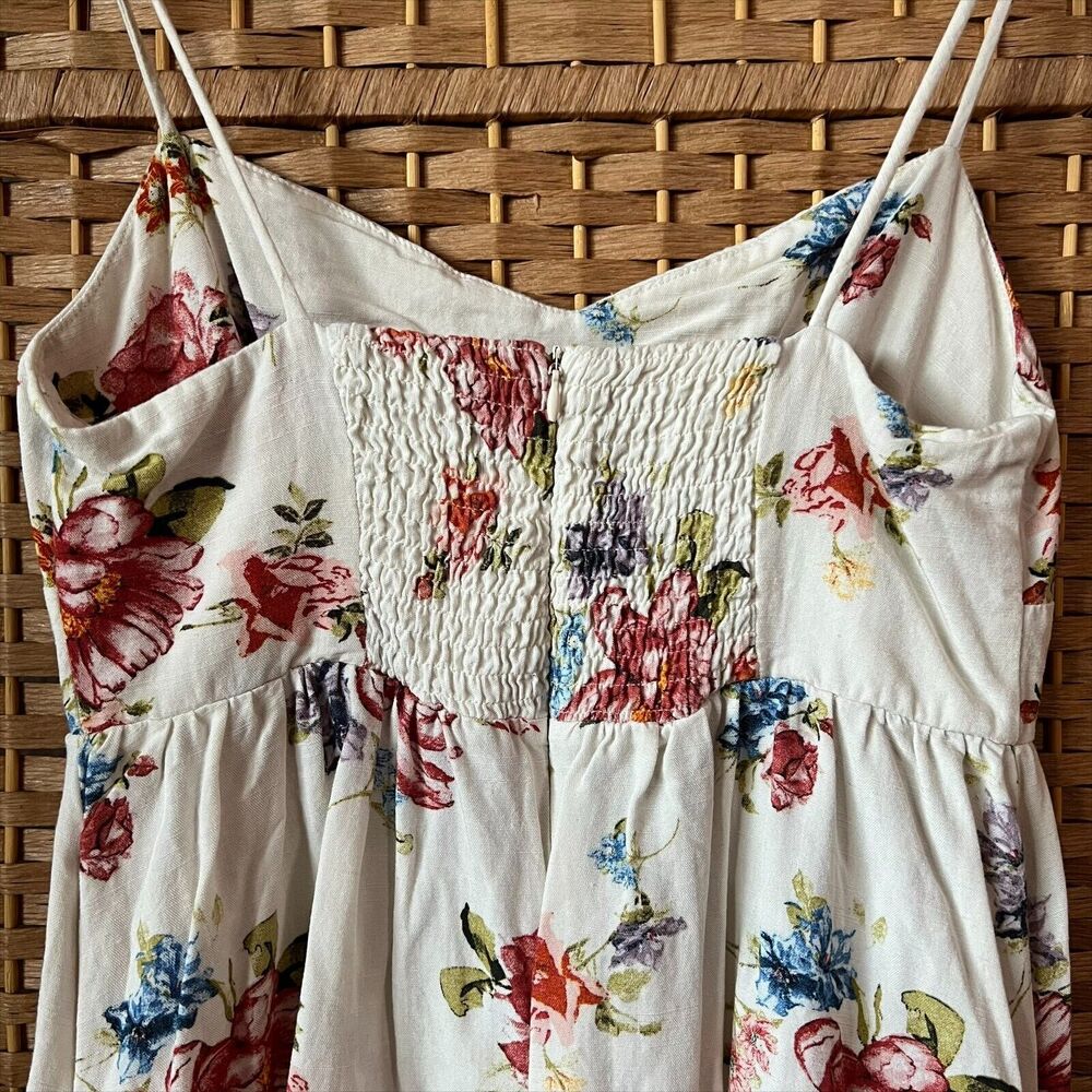 Zara Corset Style Cream Floral Cottagecore Camisole Mini Sun Dress Size Medium - Picture 10 of 13